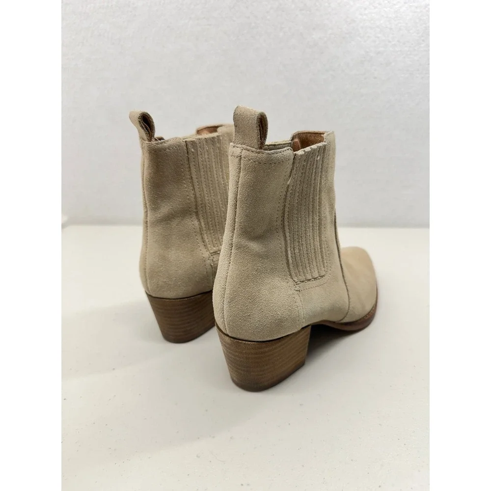 Madewell Tan Genuine Suede Leather Pointed Toe Chelsea Western Ankle Boots 8